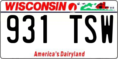 WI license plate 931TSW