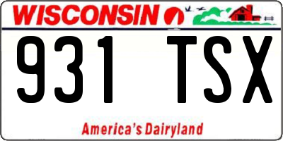 WI license plate 931TSX