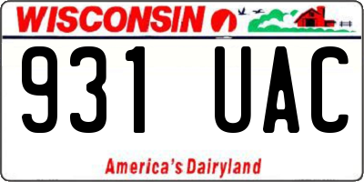 WI license plate 931UAC