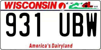 WI license plate 931UBW