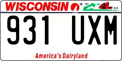 WI license plate 931UXM