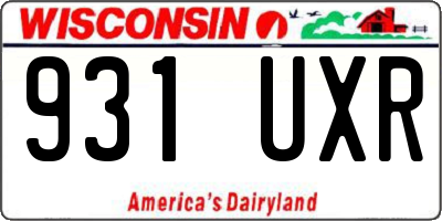 WI license plate 931UXR