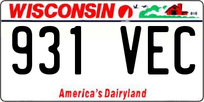 WI license plate 931VEC