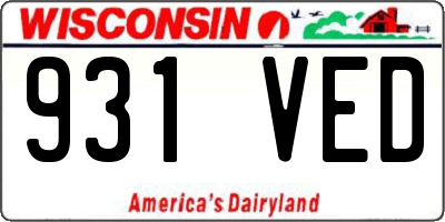 WI license plate 931VED