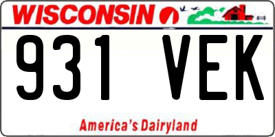 WI license plate 931VEK