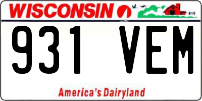 WI license plate 931VEM
