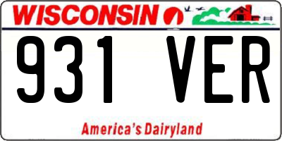 WI license plate 931VER