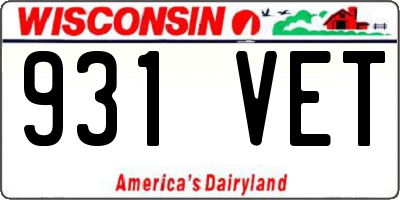 WI license plate 931VET