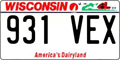 WI license plate 931VEX