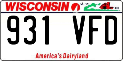WI license plate 931VFD