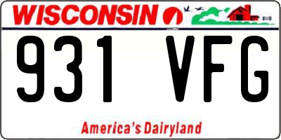 WI license plate 931VFG