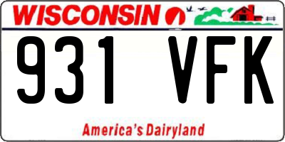 WI license plate 931VFK