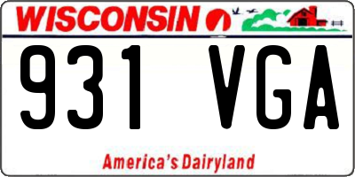 WI license plate 931VGA