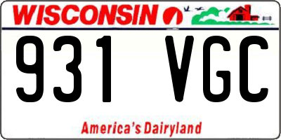 WI license plate 931VGC