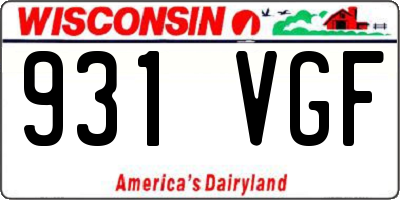 WI license plate 931VGF