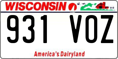 WI license plate 931VOZ
