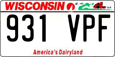 WI license plate 931VPF