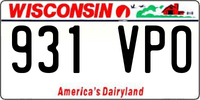 WI license plate 931VPO