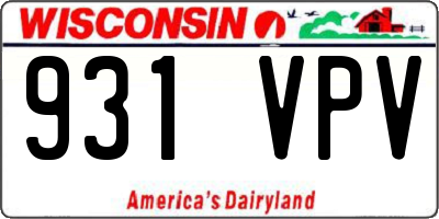 WI license plate 931VPV