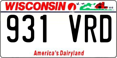 WI license plate 931VRD