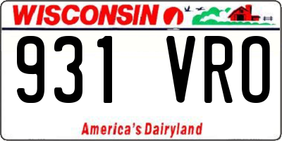 WI license plate 931VRO