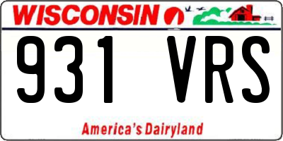 WI license plate 931VRS