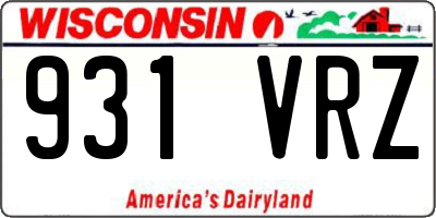 WI license plate 931VRZ