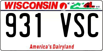 WI license plate 931VSC