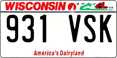WI license plate 931VSK