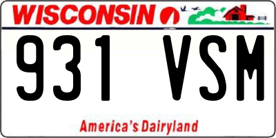 WI license plate 931VSM