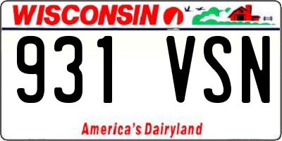 WI license plate 931VSN
