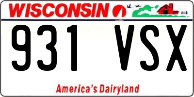 WI license plate 931VSX