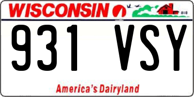 WI license plate 931VSY