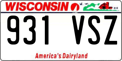 WI license plate 931VSZ