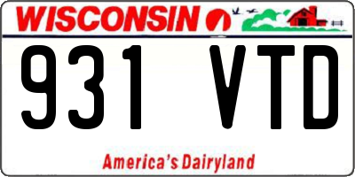 WI license plate 931VTD