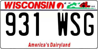 WI license plate 931WSG