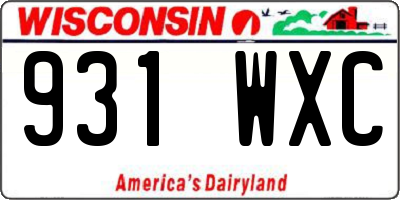 WI license plate 931WXC