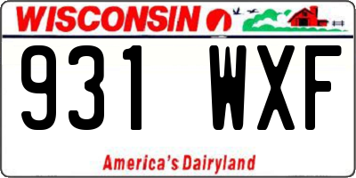 WI license plate 931WXF