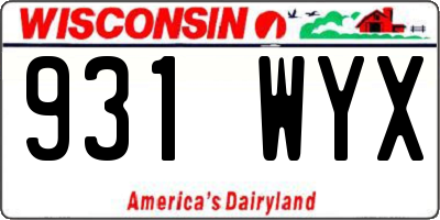 WI license plate 931WYX