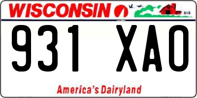 WI license plate 931XAO