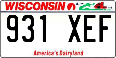 WI license plate 931XEF