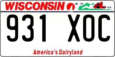 WI license plate 931XOC