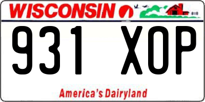 WI license plate 931XOP
