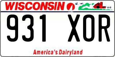 WI license plate 931XOR