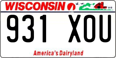 WI license plate 931XOU