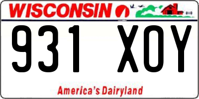 WI license plate 931XOY