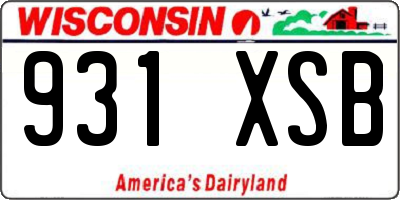 WI license plate 931XSB