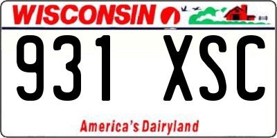 WI license plate 931XSC