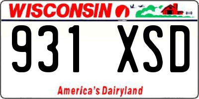 WI license plate 931XSD