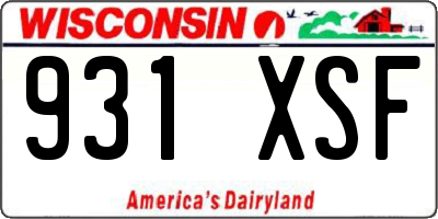 WI license plate 931XSF